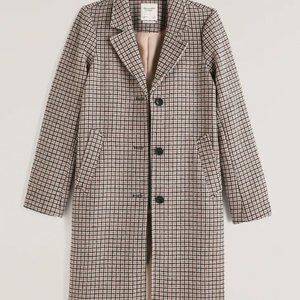 Abercrombie Wool Blend Dad Coat Taupe Plaid